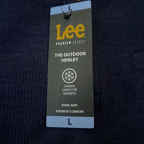 NWT Men's Lee Premium Select Shepa Lined Outdoor Henley in Navy Blue Sz LARGE - Picture 4 of 4